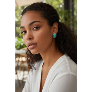 Sonoma Life + Style Turquoise Silver Oval Stud Earrings One Size